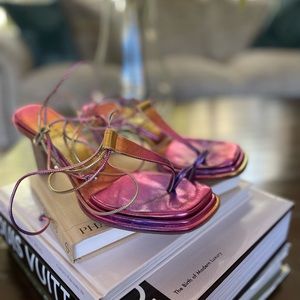 Tamara Mellon t strap tie rope heels.  Size 38